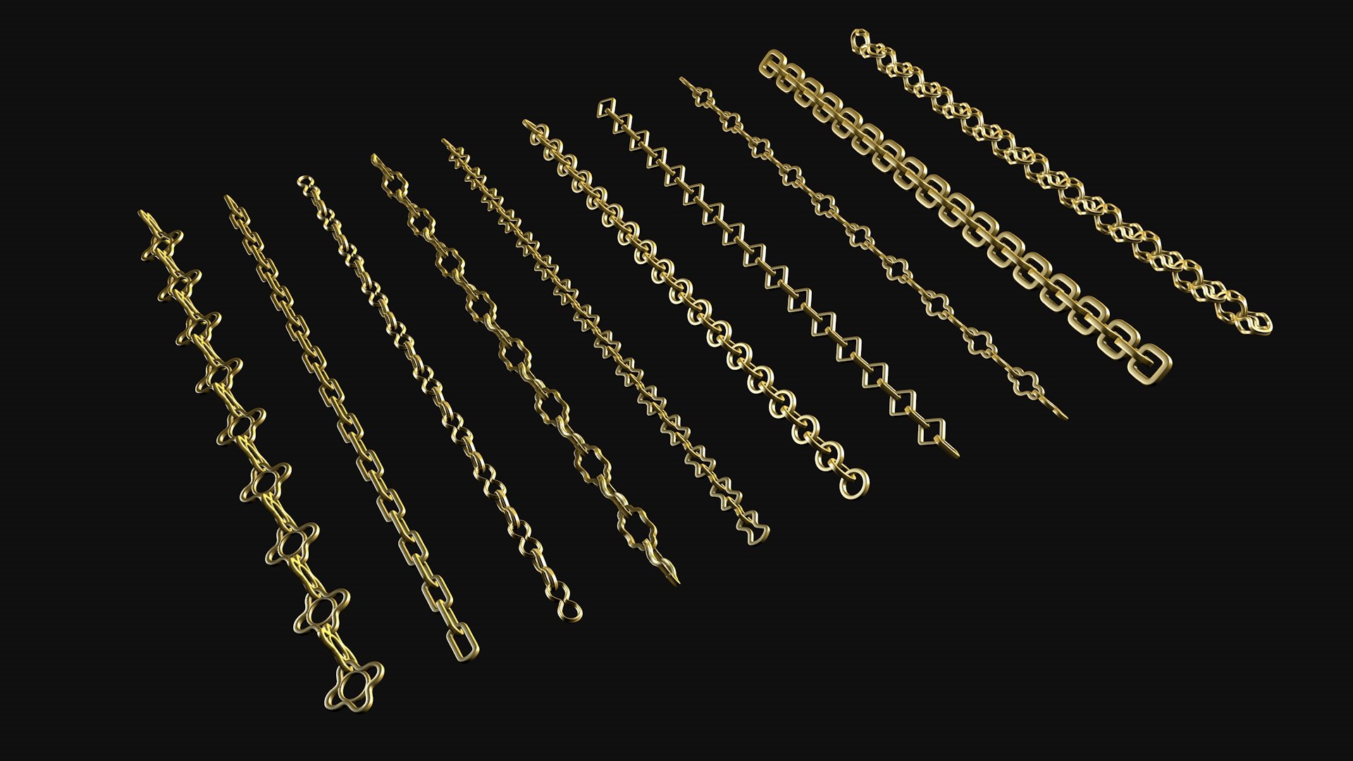 Set Of Ten Chains 3D Model - TurboSquid 2344712