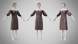 3D Dress 16 Grey Velvet With Design model