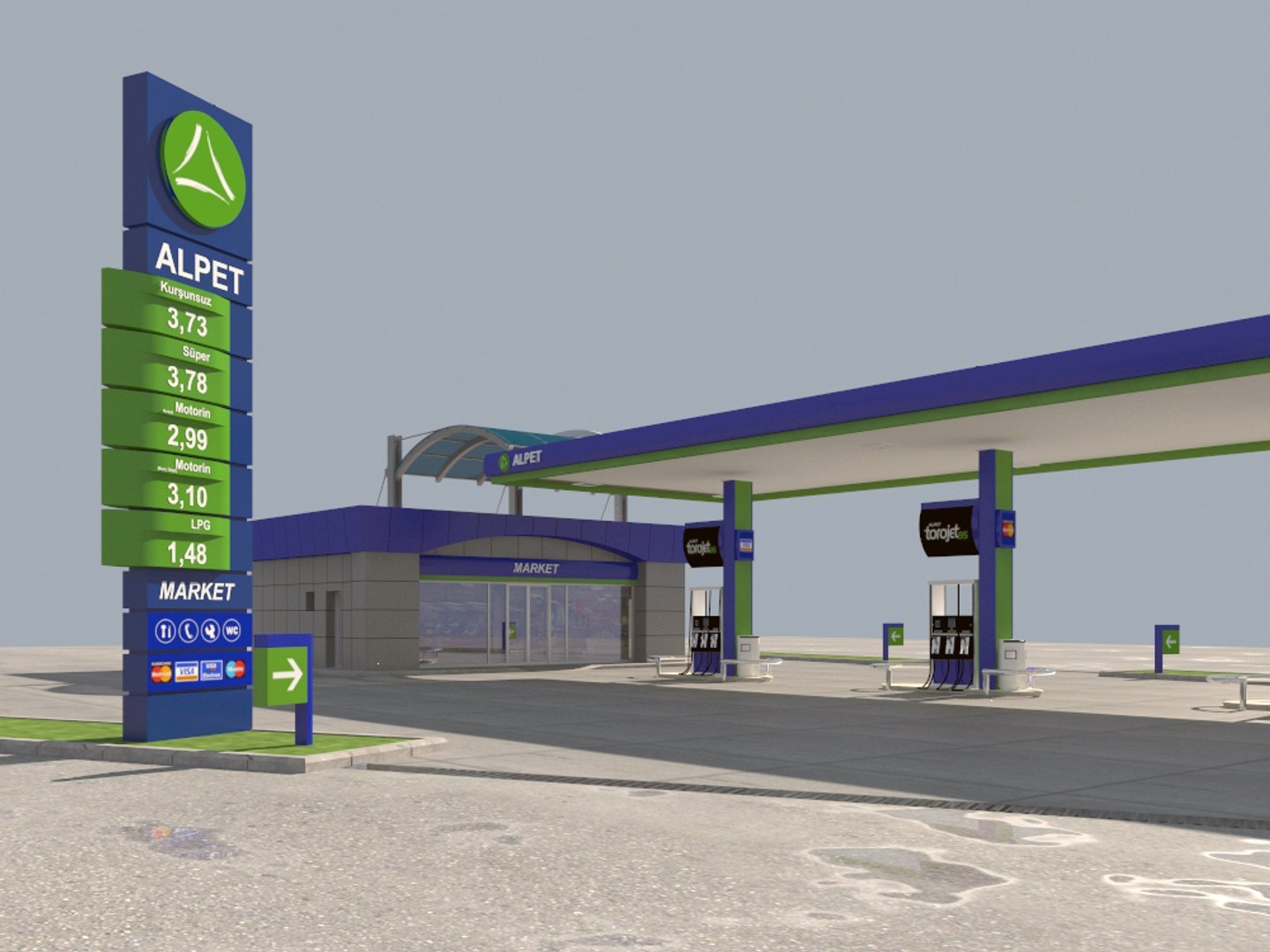 3D Petrol Station - TurboSquid 1229118