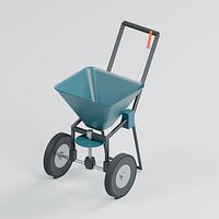 Wheeled Broadcast Garden Spreader with Hopper and Flow Lever