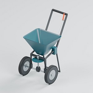 Wheeled Broadcast Garden Spreader with Hopper and Flow Lever