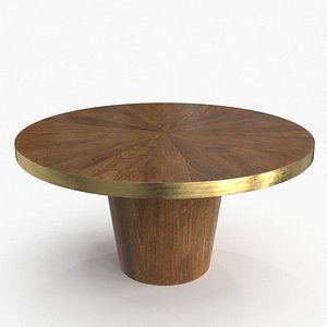 Round Wooden Table 3D