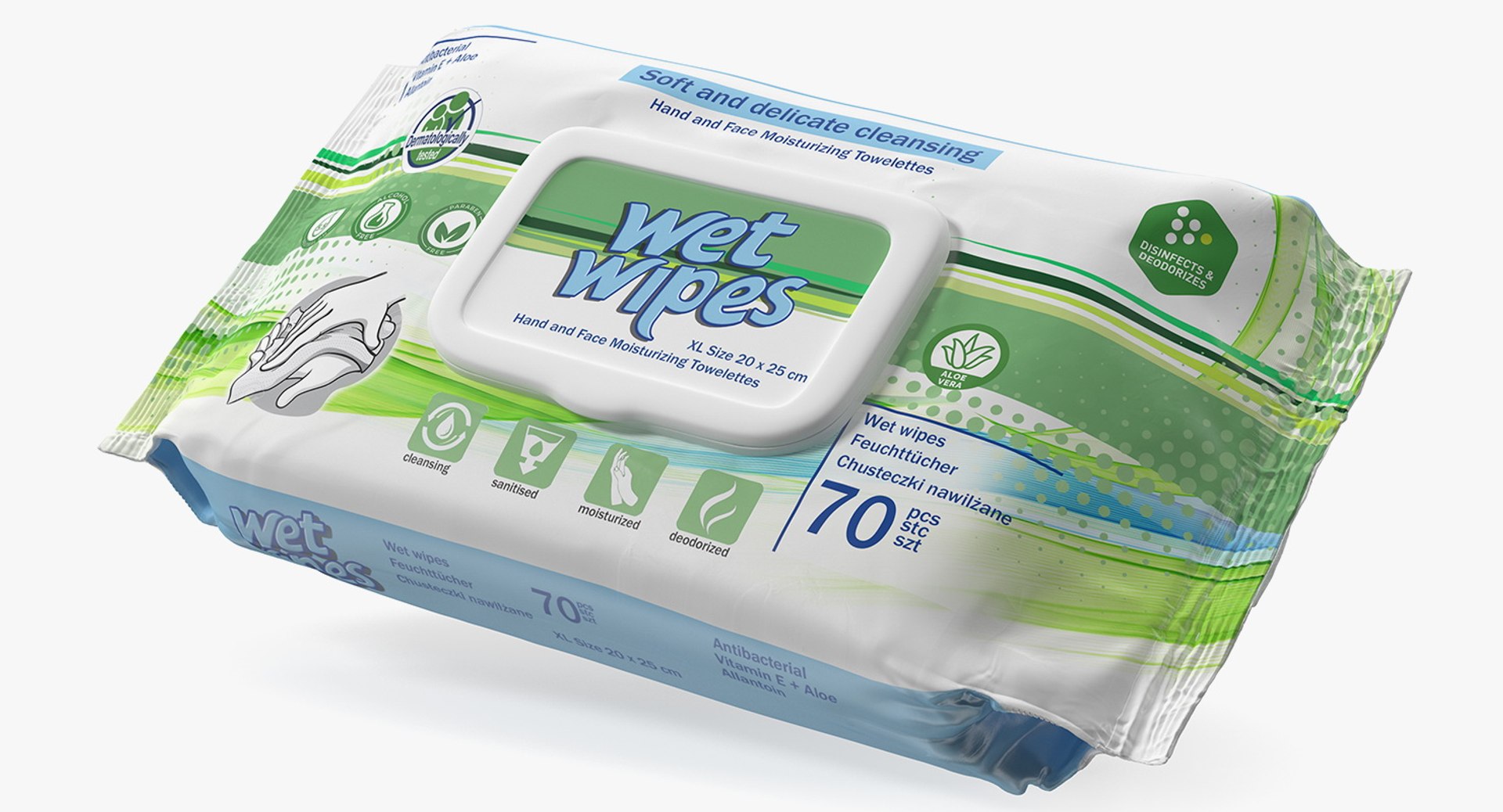 Hands Cleansing Wet Wipes 3D model preview
