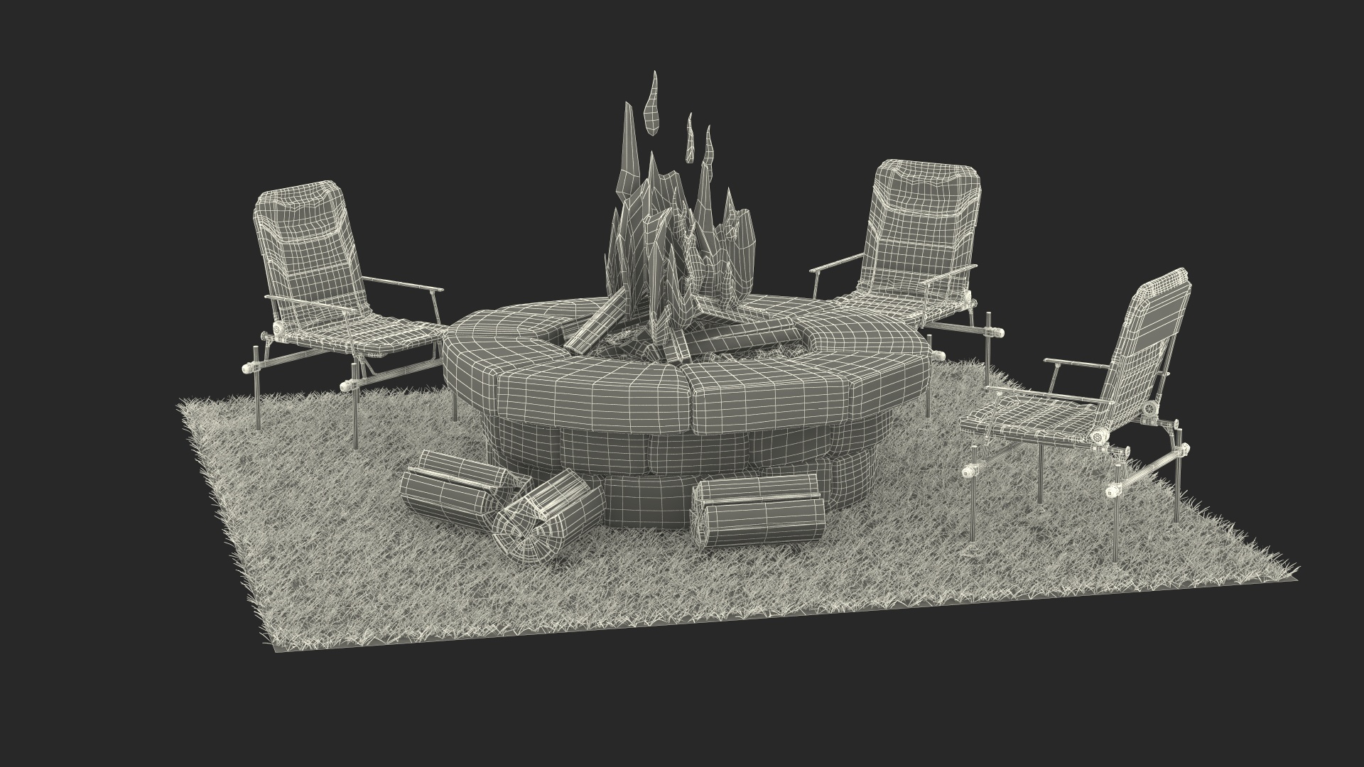 Outdoor Bonfire With Camping Chairs 3D Model - TurboSquid 2264112