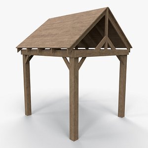 PBR Wooden Pergola Gazebo C1 3D model