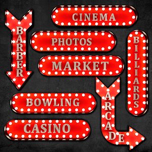 metallic lighting sign 3D model