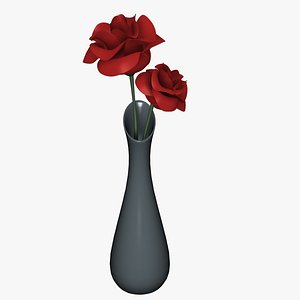 Flower Vase - Roses 3D model