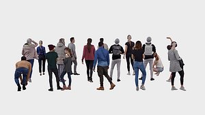 A collection of random people in different poses 02 3D