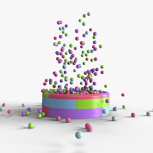 3D model balls falling pool