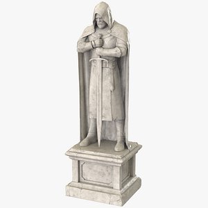 ancient marble statue knight 3D