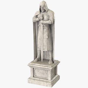 Knight Statue White Marble - PBR