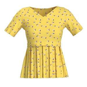 3D Women V-Neck Top with Pleats 3D Model