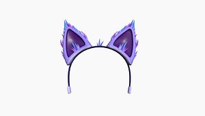 3D Furry Ears Tiara A08 Purple - Headband Character Design