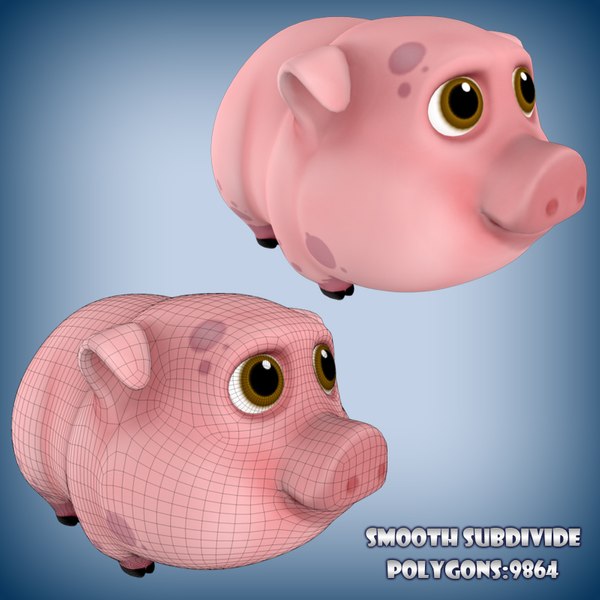 3d model cartoon pig toon