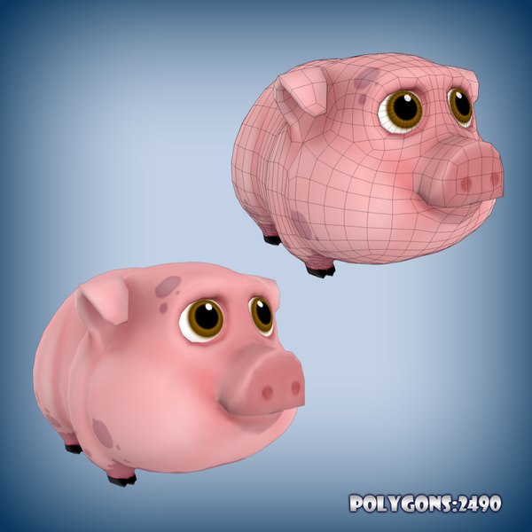 3d model cartoon pig toon