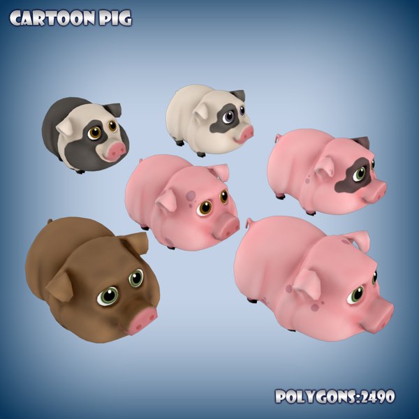 3d model cartoon pig toon