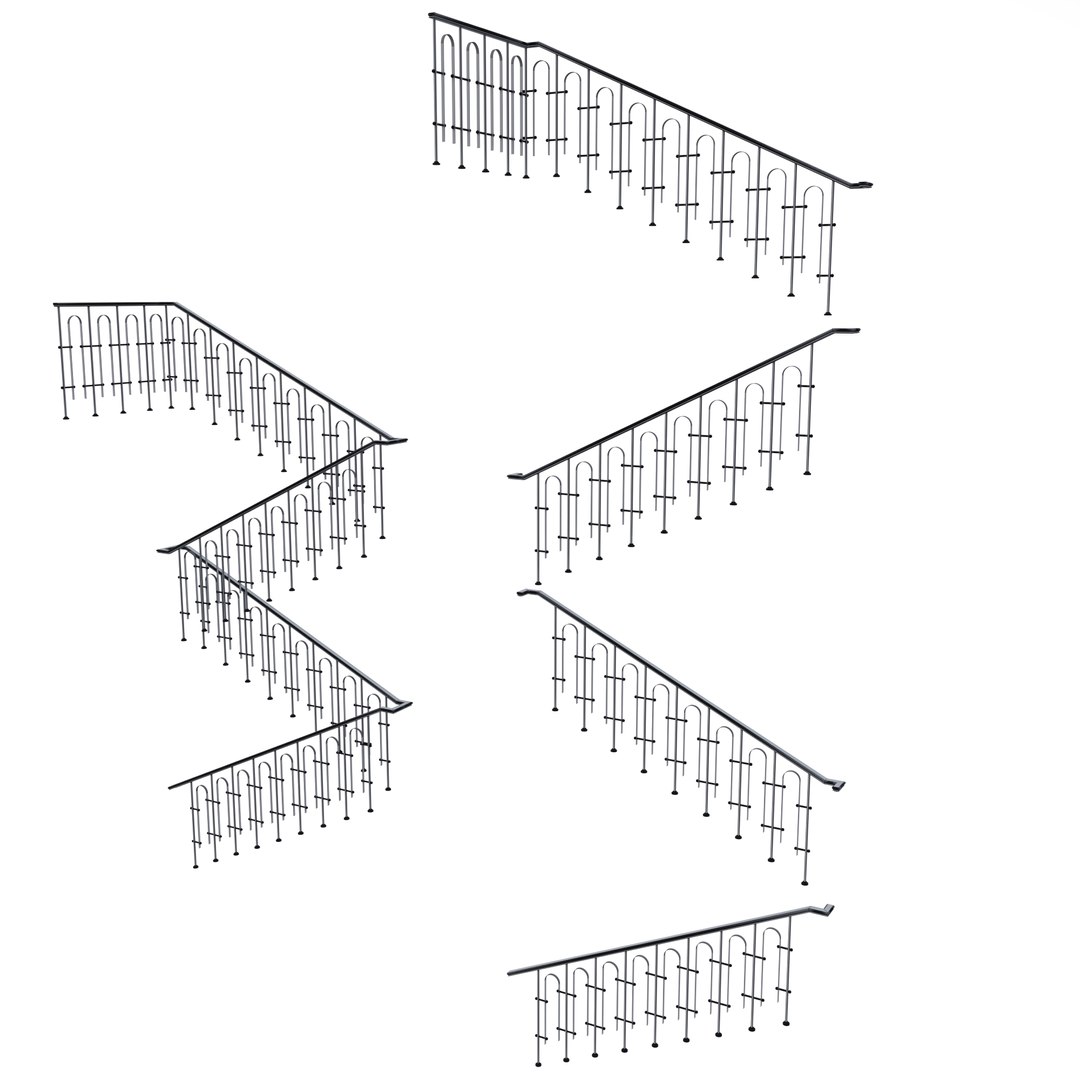 Wooden Railing With Metal Balusters 3D Model - TurboSquid 2338984