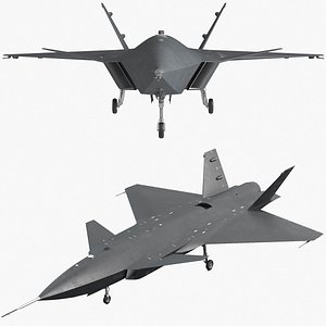 3D Tactical Unmanned Jet Aircraft Black Rigged for Cinema 4D