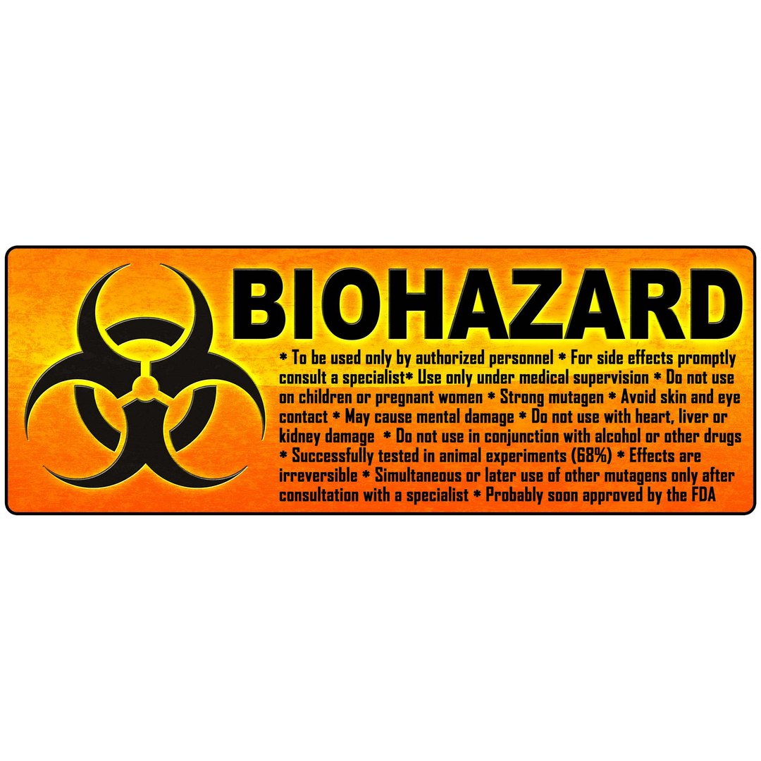 3D spray mutagenic model https://p.turbosquid.com/ts-thumb/BF/wDTZKl/KWtK9ccc/biohazardorangeworn/jpg/1550953615/1920x1080/fit_q87/813bf5bbf1fcd827032bfae9bbb096934c48beda/biohazardorangeworn.jpg