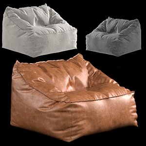 Vegan Leather Caramel Modern Lounger 3D