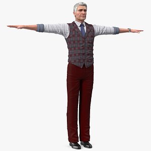 Elderly Man Casual Wear T Pose