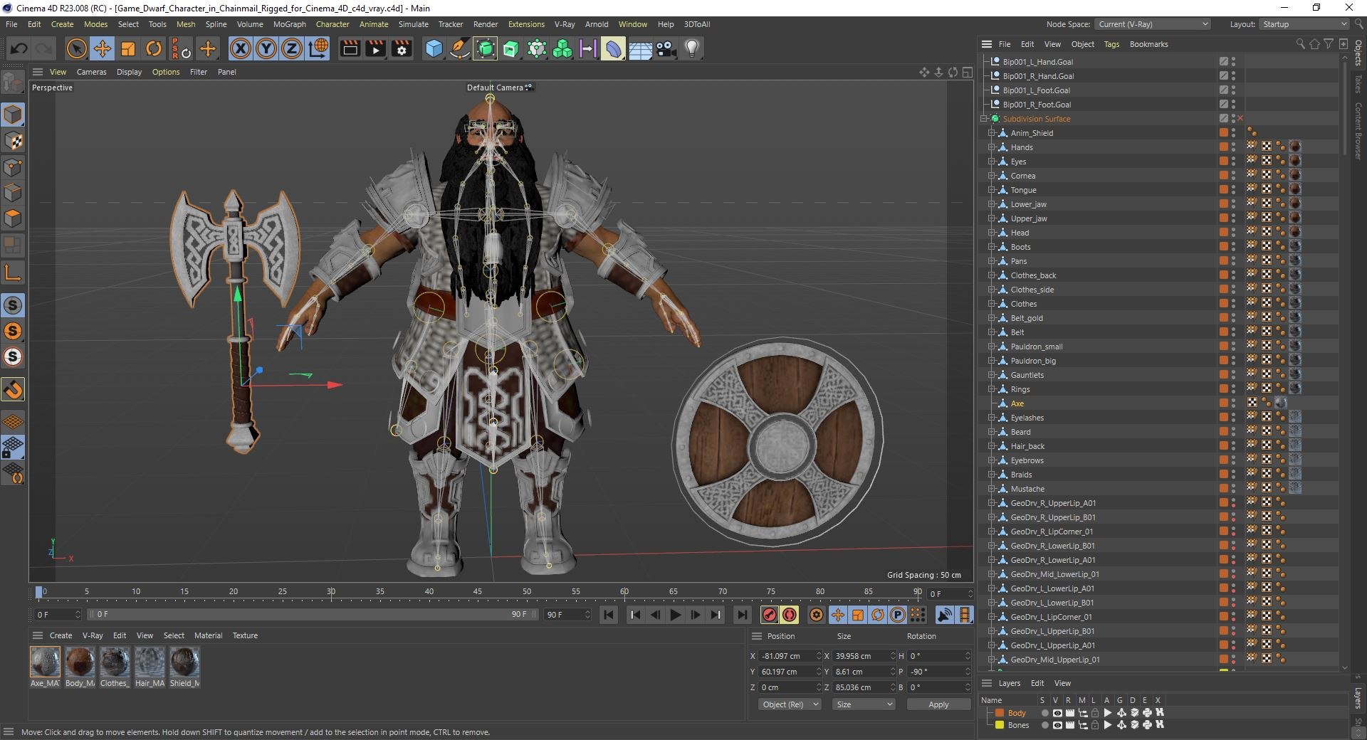Game Dwarf Character In Chainmail Rigged For Cinema 4D 3D Model ...