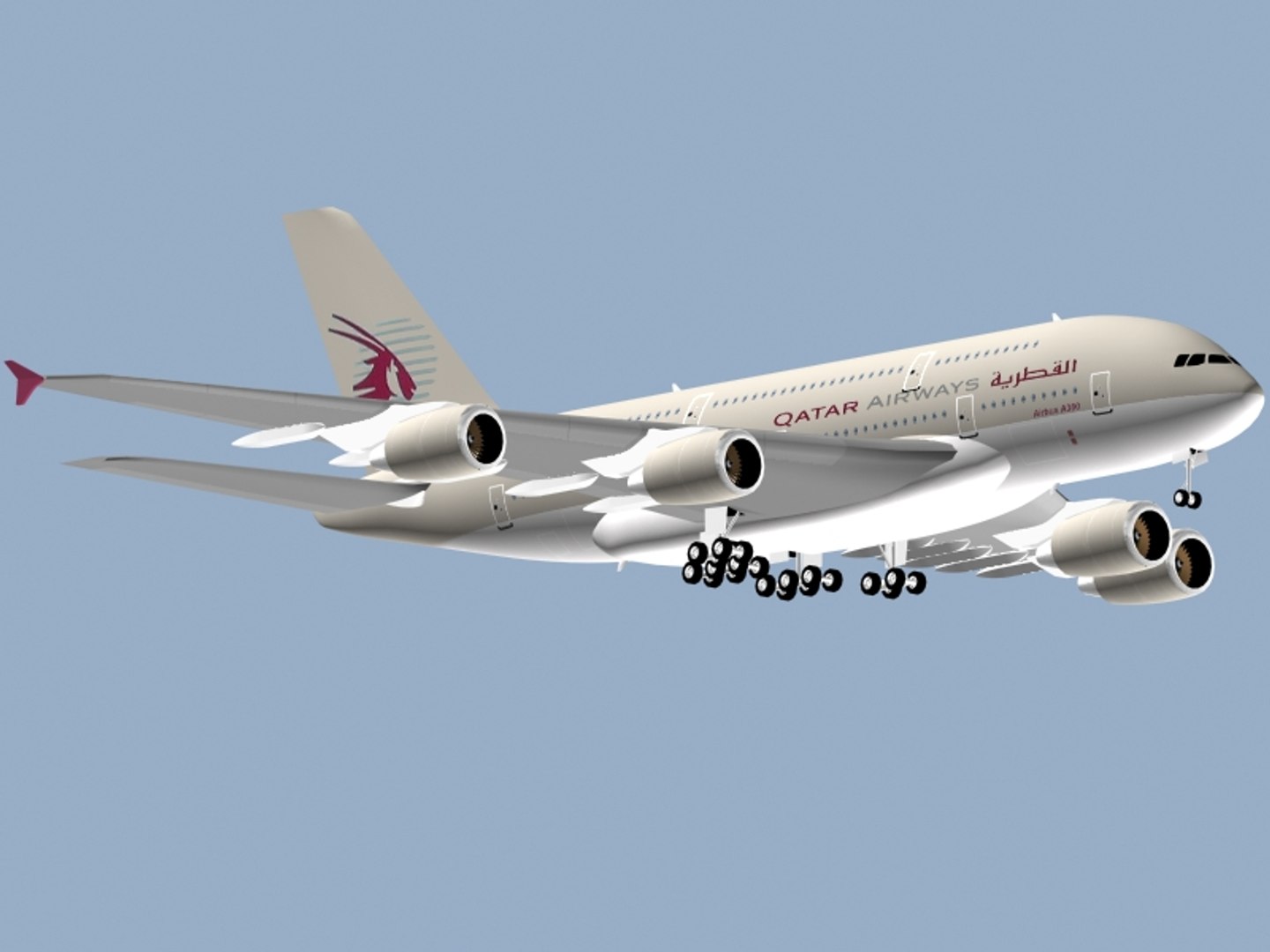 Airbus A380-800 Qatar Airways 3d Model