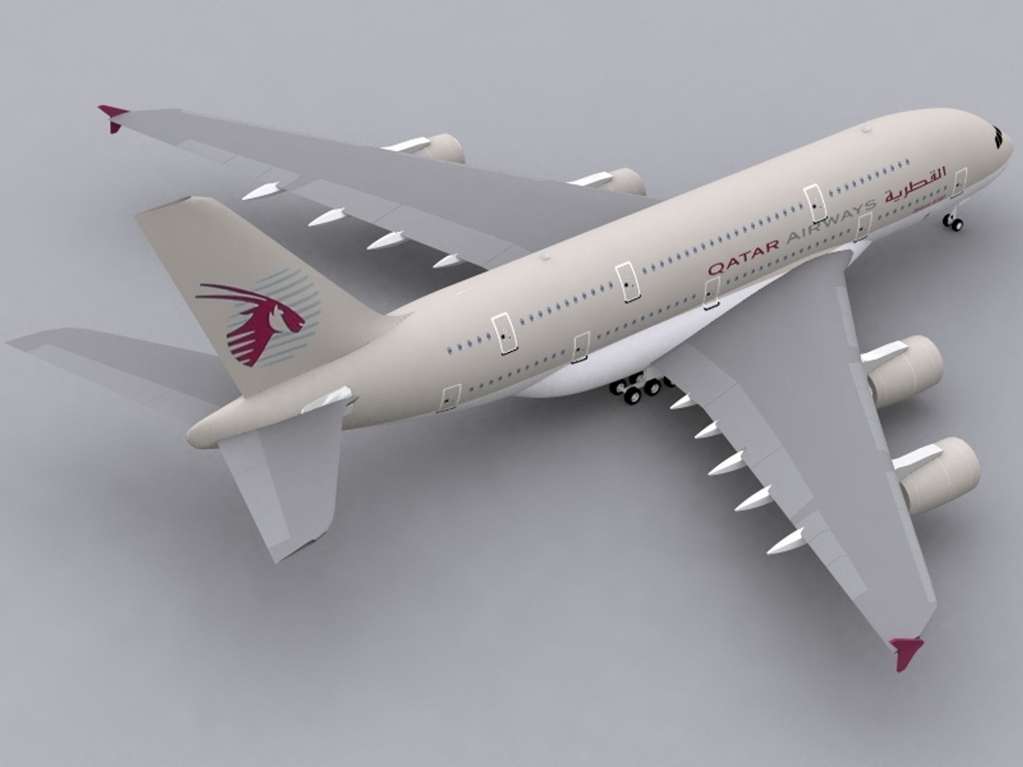 Airbus A380-800 Qatar Airways 3d Model