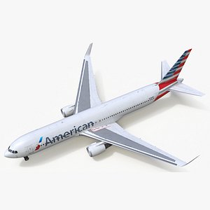 3D American Airlines Boeing 767-300 Rigged for Maya