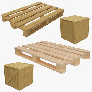 3D Wooden Pallet and Crate II
