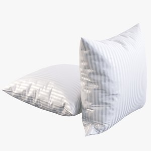 3D model White Stripe Satin Bed Pillows PBR