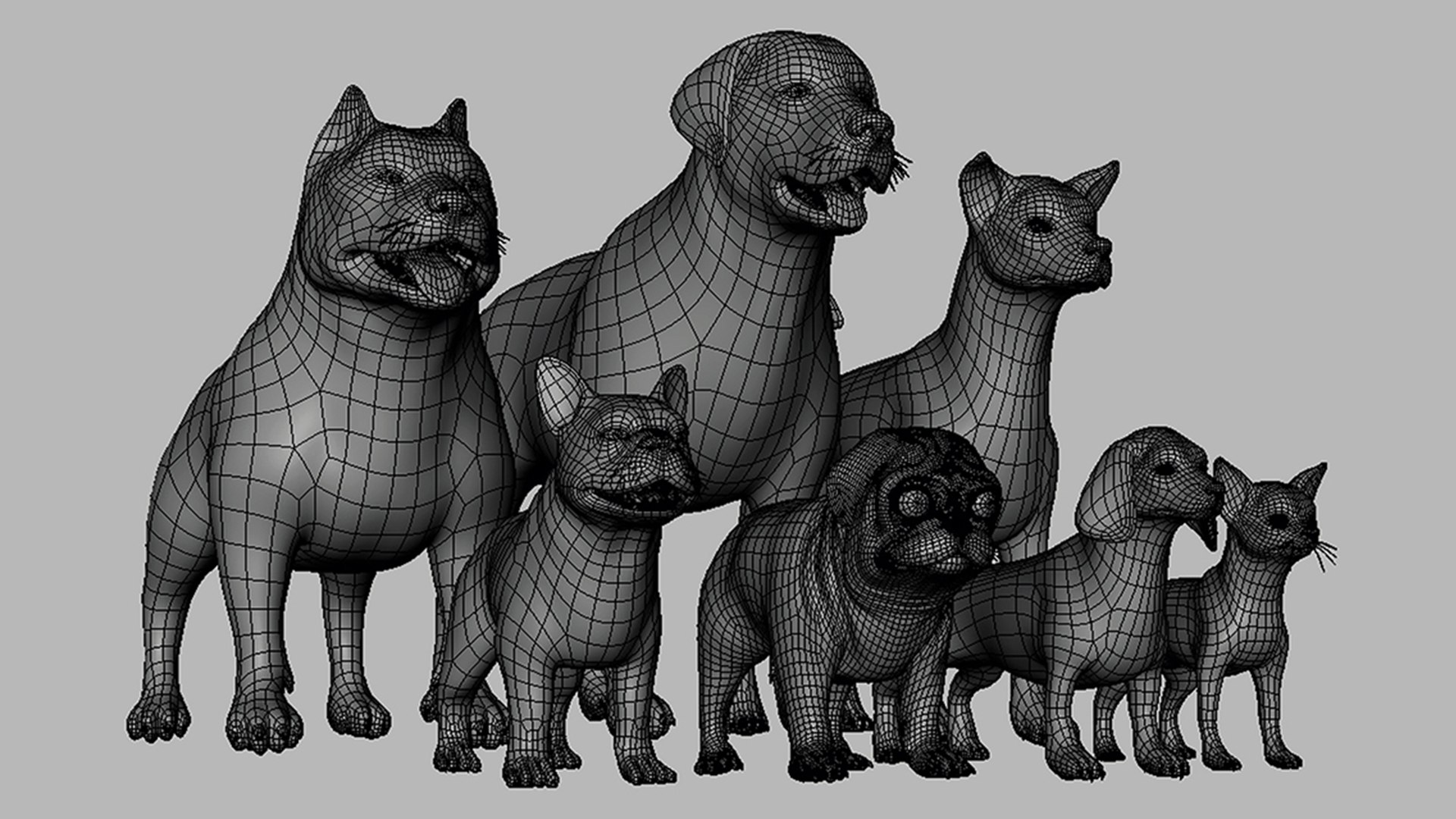 3D 7 DogPack - Topology UV Map Model - TurboSquid 2423069