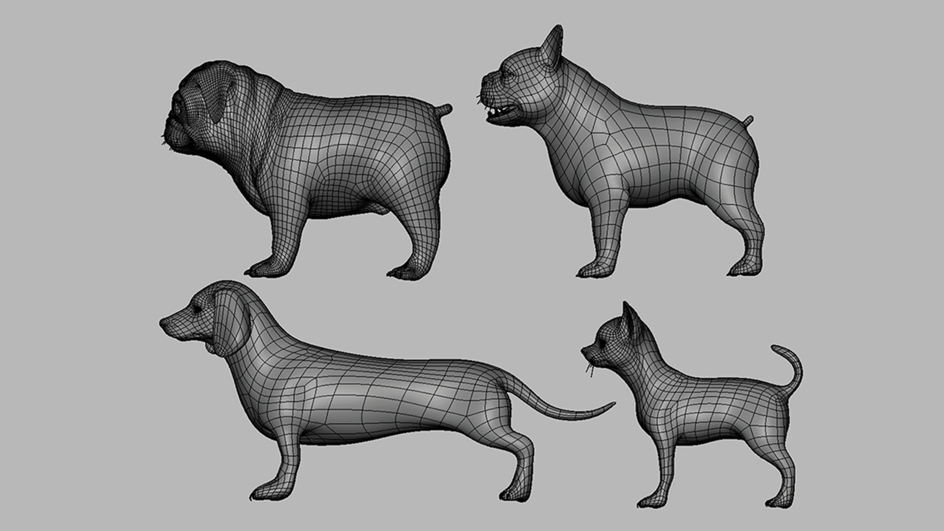 3D 7 DogPack - Topology UV Map Model - TurboSquid 2423069
