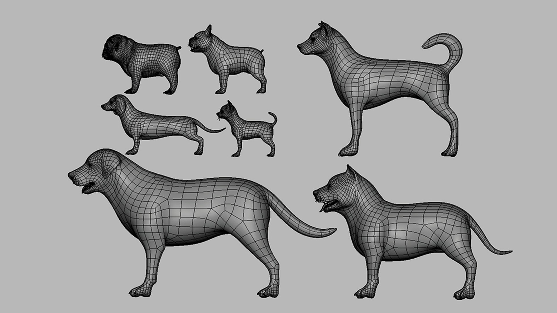 3D 7 DogPack - Topology UV Map Model - TurboSquid 2423069
