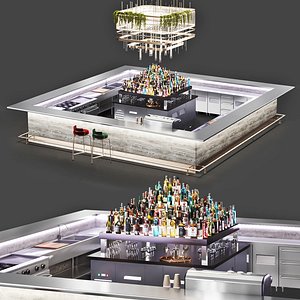 3D cocktailbar 01 Cafe island Bar
