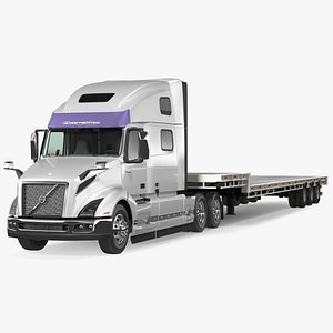 3D model Volvo Truck with Axle Extendable Trailer
