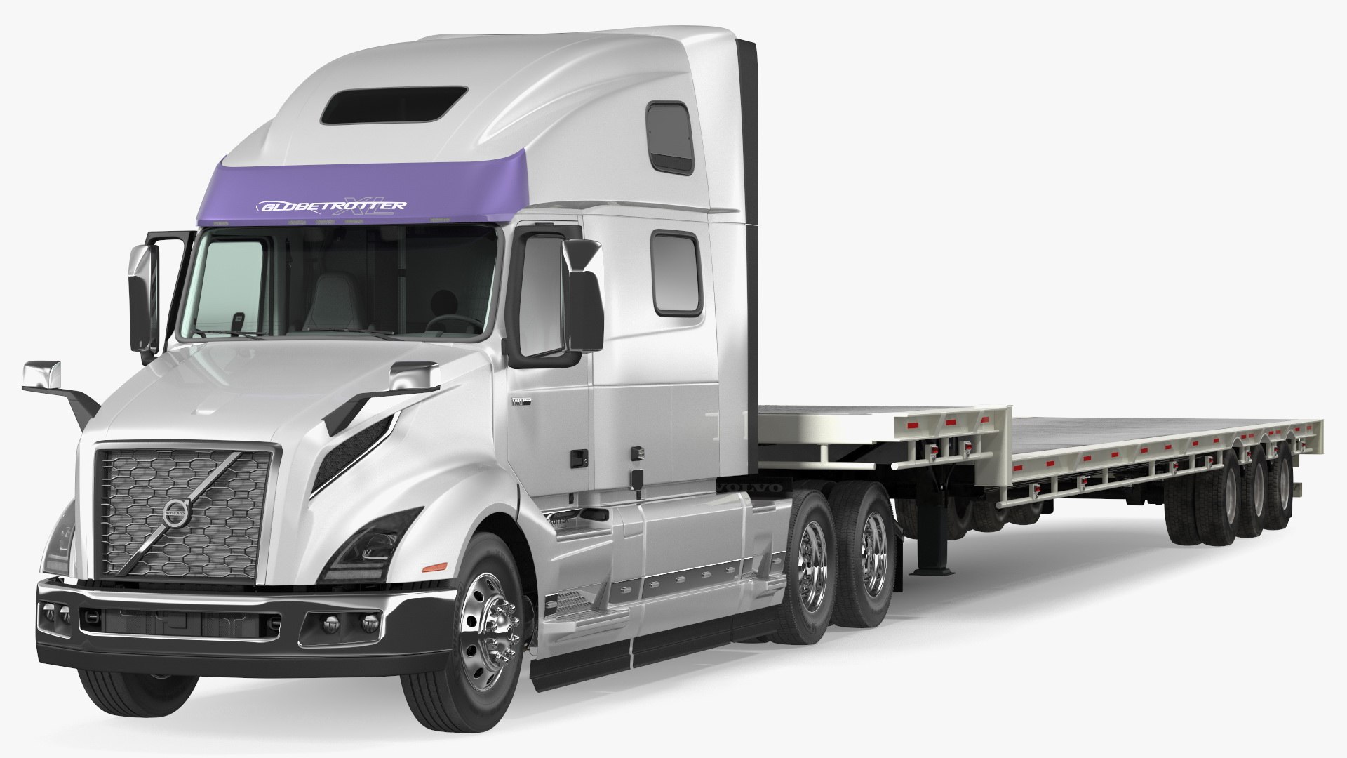 Volvo Truck with Axle Extendable Trailer 3D model preview