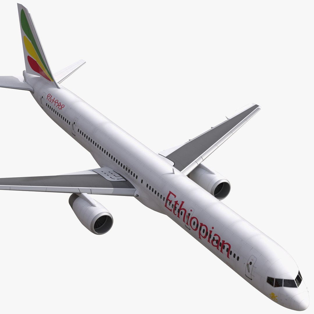 Boeing 757-300 Ethiopian Airlines Rigged 3D Model 3D model preview
