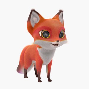cute cartoon fox fur 3d max