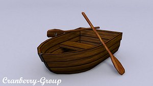 wooden boat oars 3D model