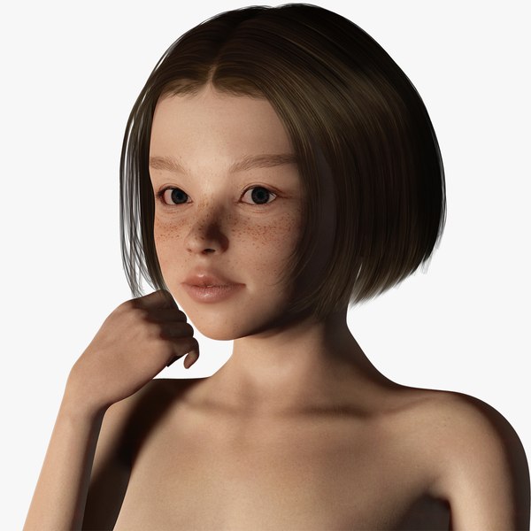 3D realistic Girl naked and clothed model