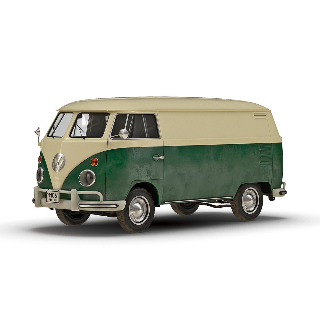 Volkswagen Type 2 Panel Van Green 3D Model 3D model preview