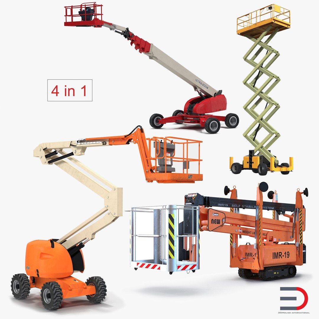 Telescopic Boom Lifts Rigged Collection 3D model preview