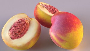 3D peach fruit sliced nectarine