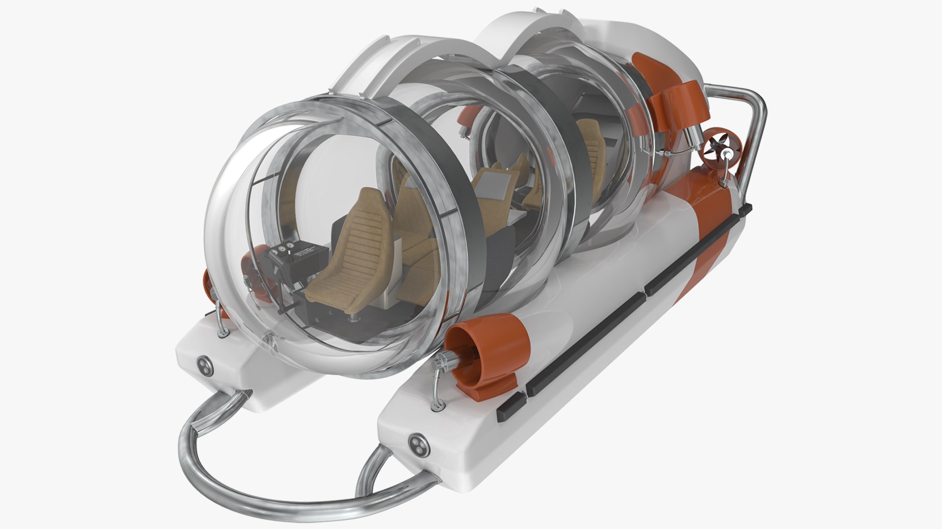 Small Personal Submarine Rigged 3D model preview