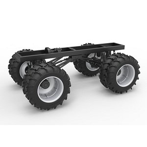 3D model Chassis of Vintage Monster Truck with double wheels Scale 1 to 25