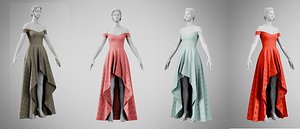 Dress 57 Velvet Colors With Design Collection 4 3D model