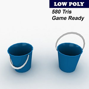 blue plastic bucket 3d model