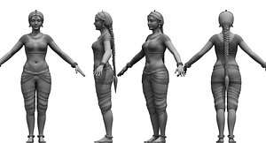 indian dancing folk girl 3D model