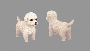 Cartoon pet puppy - Bichon - baby dog 3D model